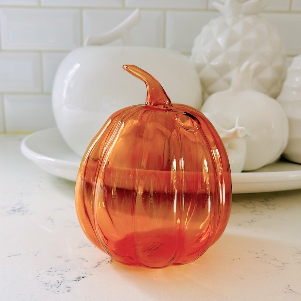 Anthropologie Pumpkin Harvest Glass Bud Vase